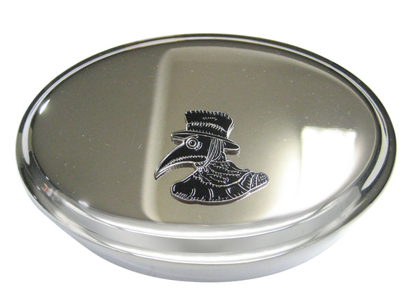 Black Toned Plague Doctor Head Oval Trinket Jewelry Box