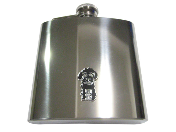 Black Toned Poodle Dog 6oz Flask