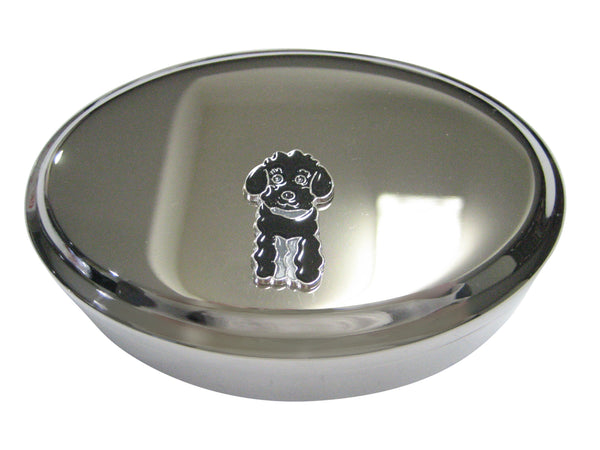 Black Toned Poodle Dog Oval Trinket Jewelry Box