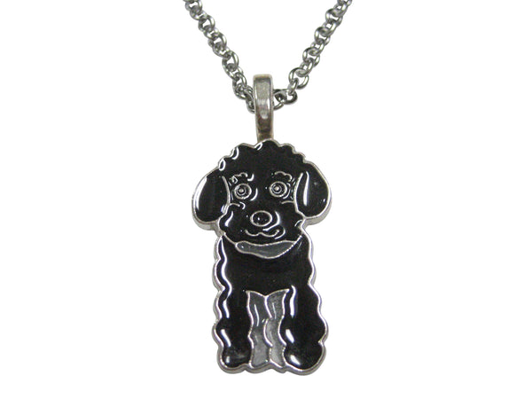 Black Toned Poodle Dog Pendant Necklace