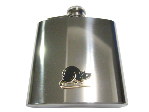 Black Toned Rat 6oz Flask