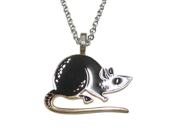Black Toned Rat Pendant Necklace
