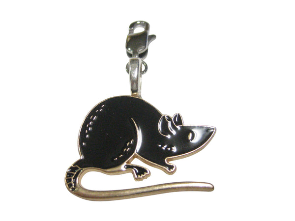 Black Toned Rat Pendant Zipper Pull Charm