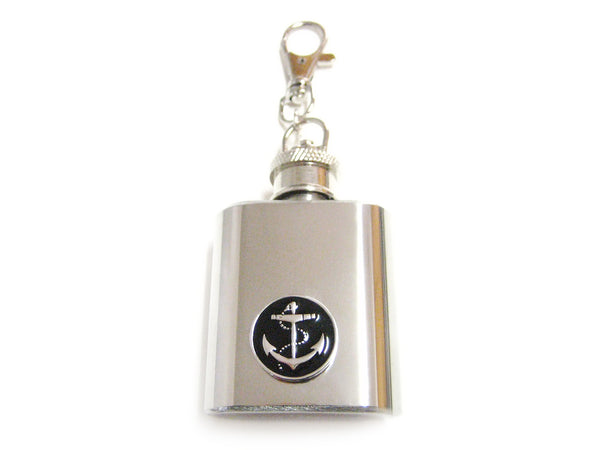 1 Oz. Stainless Steel Key Chain Flask with Black Anchor Pendant