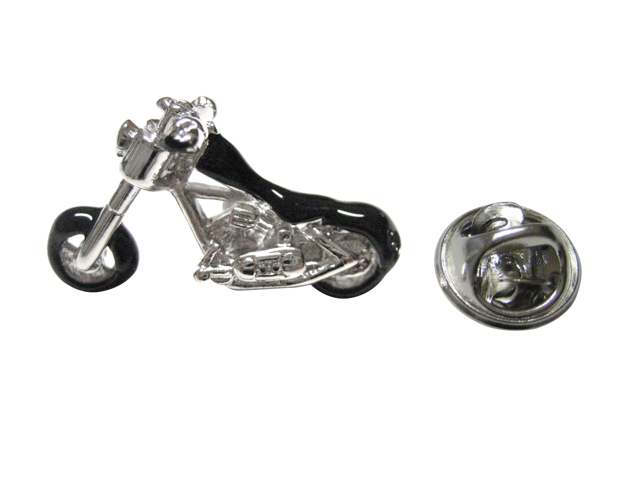 Black and Silver Toned Motorcycle Lapel Pin