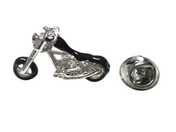 Black And Silver Toned Chopper Motorcycle Lapel Pin