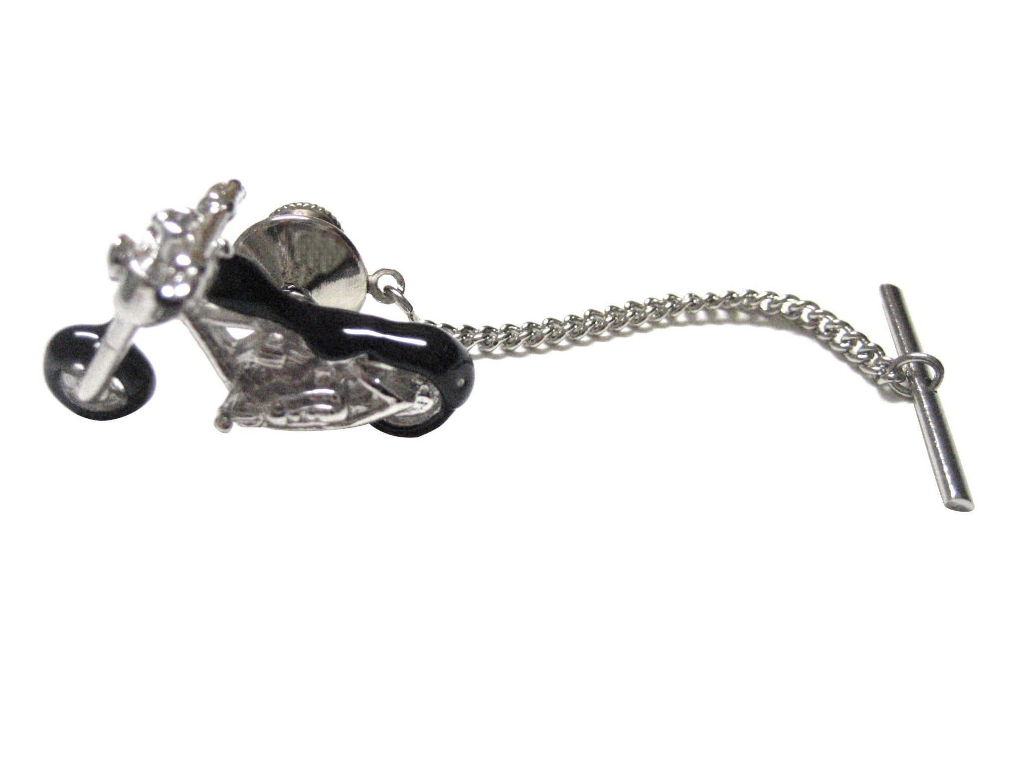 Black and Silver Toned Motorcycle Tie Tack
