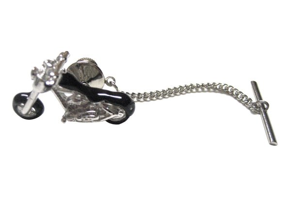 Black and Silver Toned Chopper Motorcycle Tie Tack