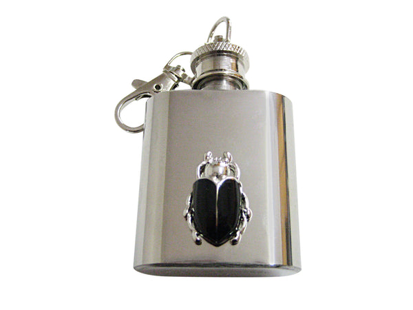Black Beetle Insect Keychain Flask