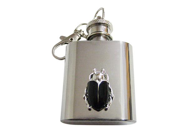 Black Beetle Insect 1 Oz. Stainless Steel Key Chain Flask