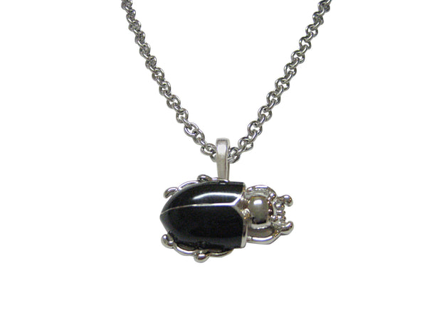 Black Beetle Insect Pendant Necklace