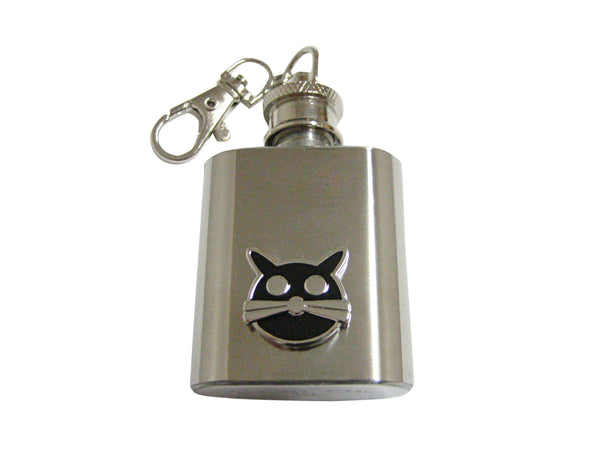 Black Cat Head 1 Oz. Stainless Steel Key Chain Flask