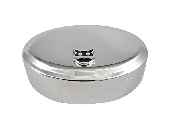 Black Cat Head Pendant Oval Trinket Jewelry Box