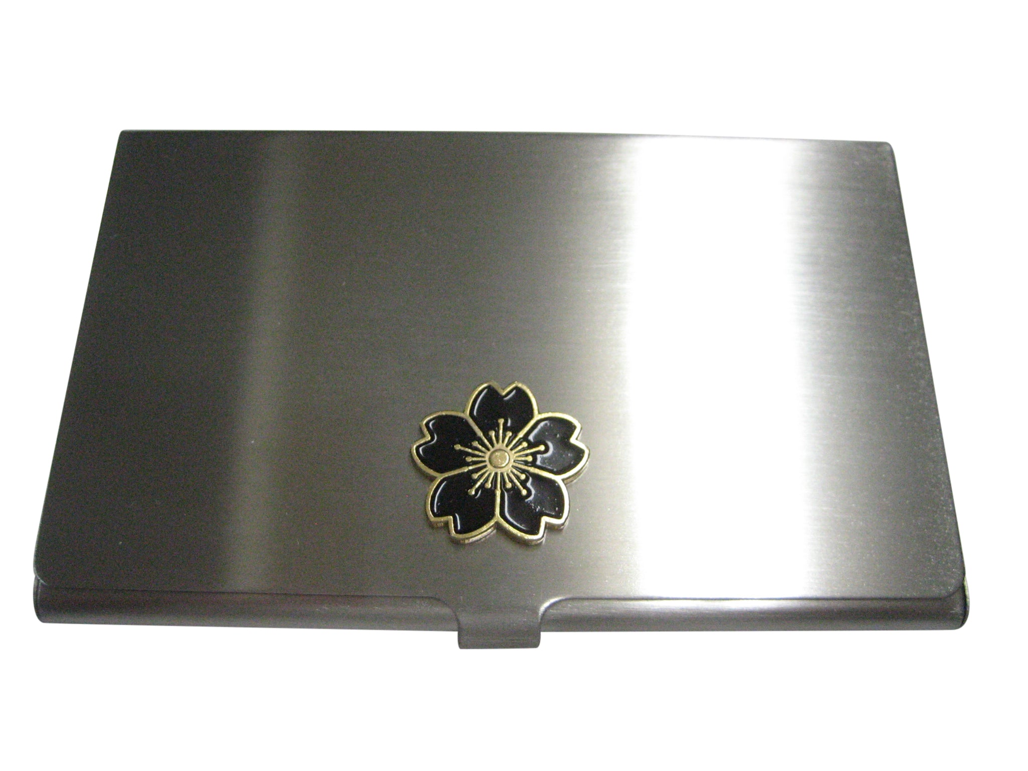 Black Cherry Blossom Flower Business Card Holder