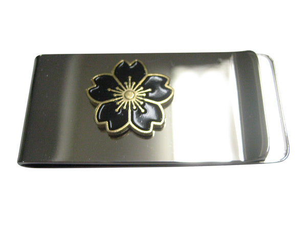 Black Cherry Blossom Flower Money Clip