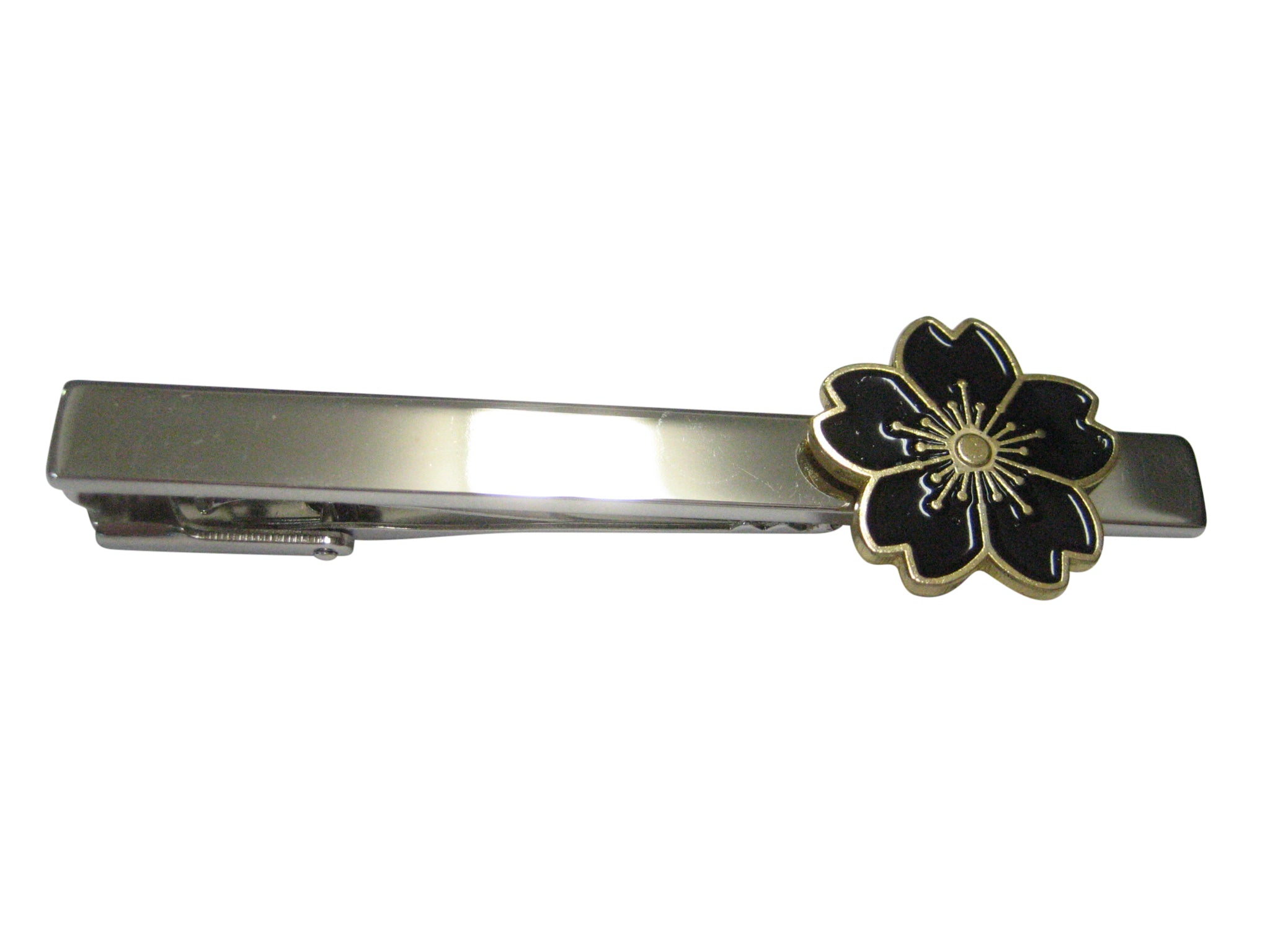 Black Cherry Blossom Flower Tie Clip