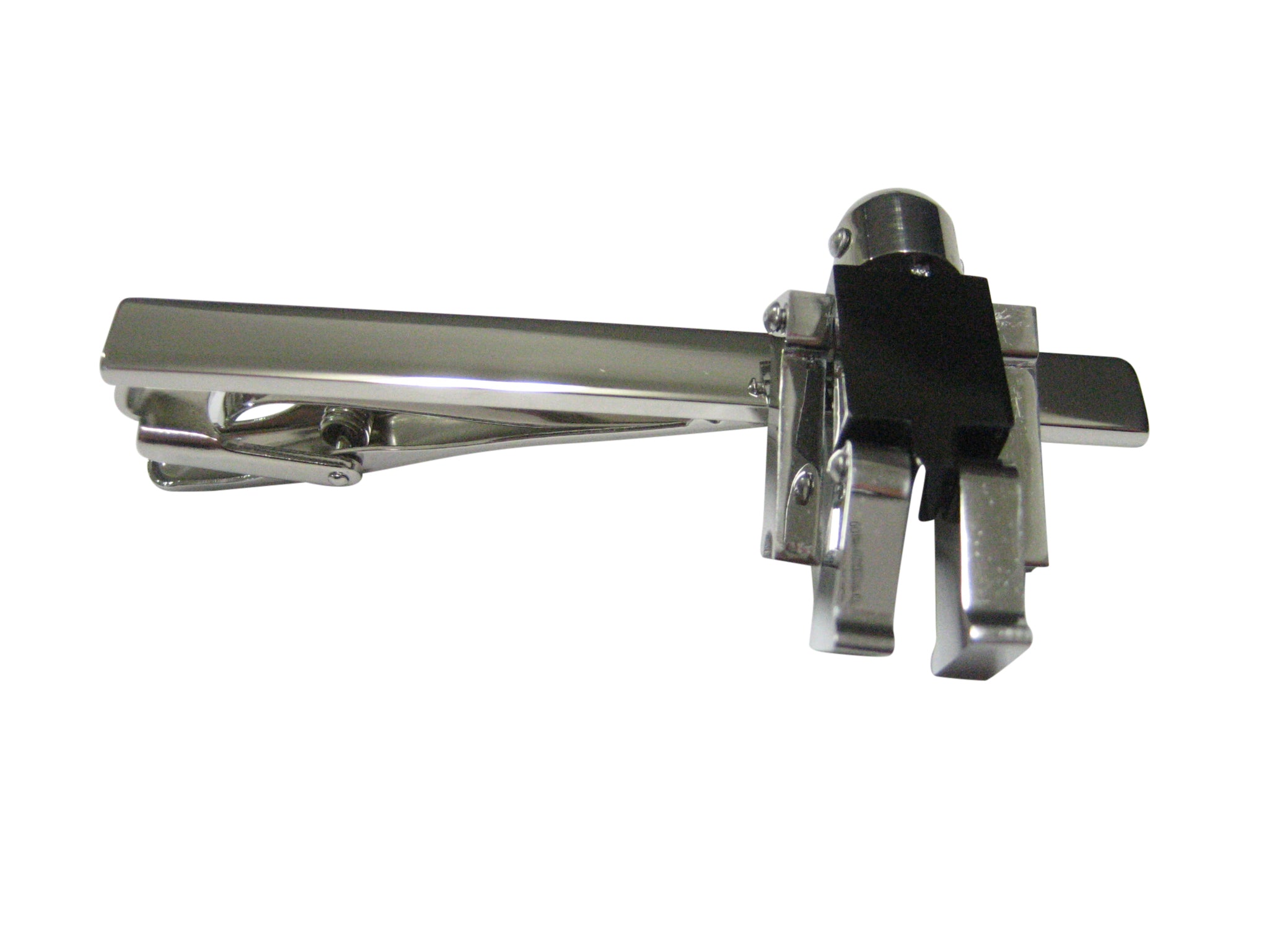 Black Chrome Robot Square Tie Clip