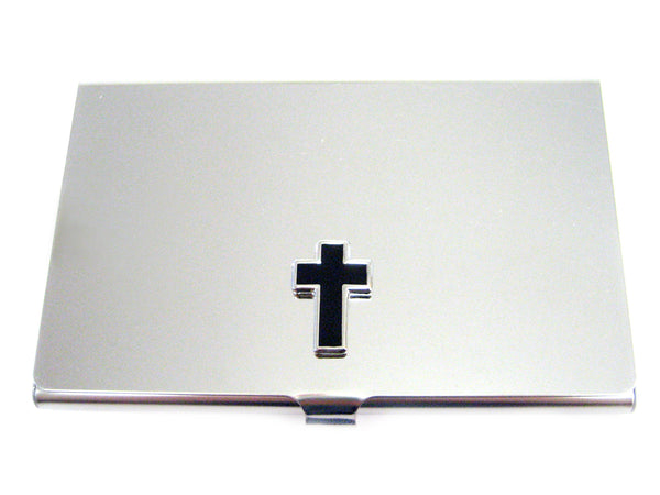 Business Card Holder with Religious Black Cross Pendant