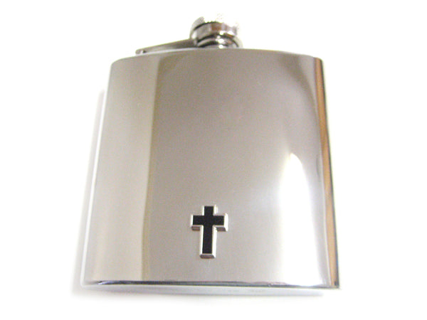 6 Oz. Stainless Steel Flask with Black Cross Pendant
