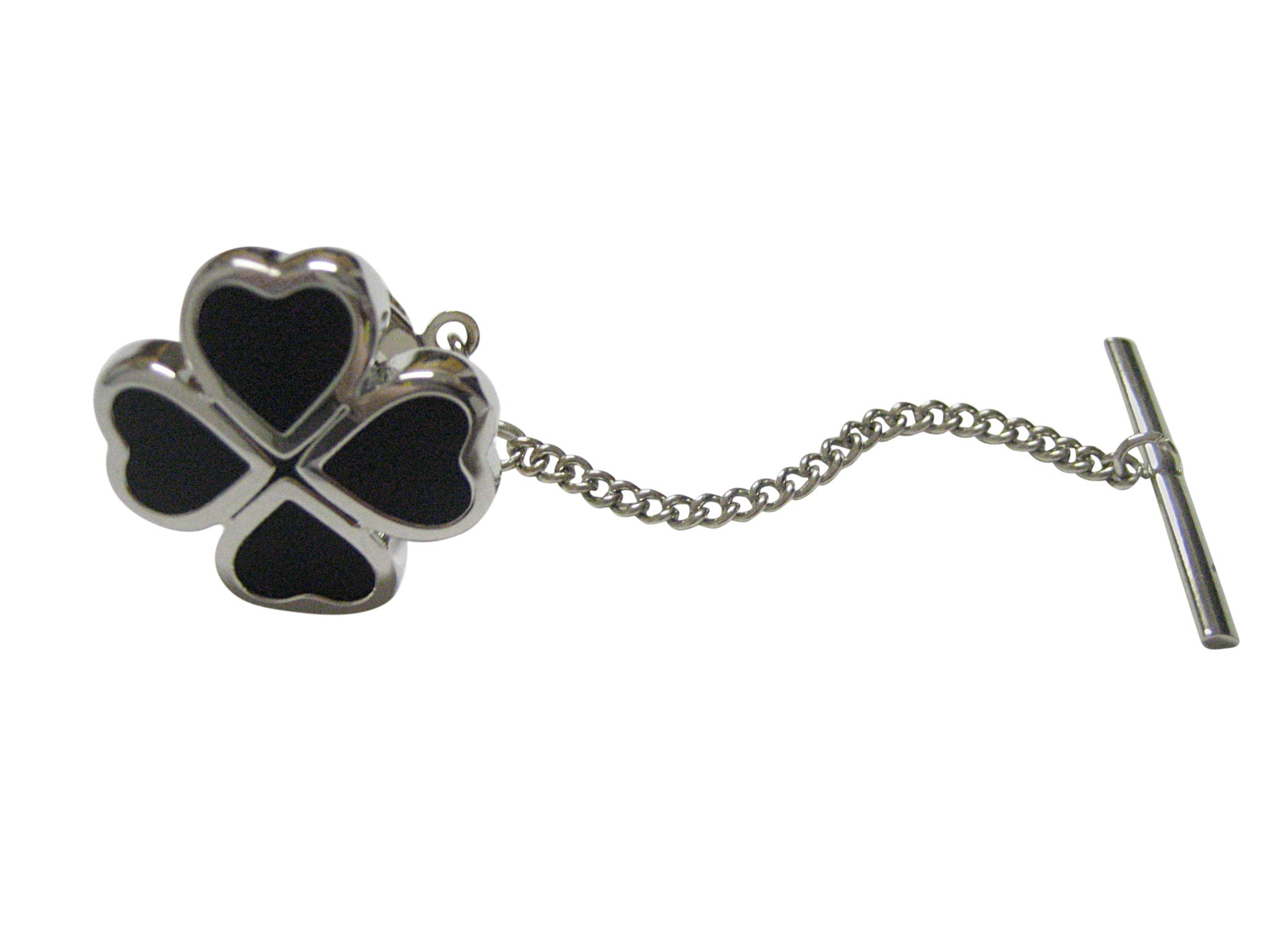 Black Four Leaf Clover Tie Tack