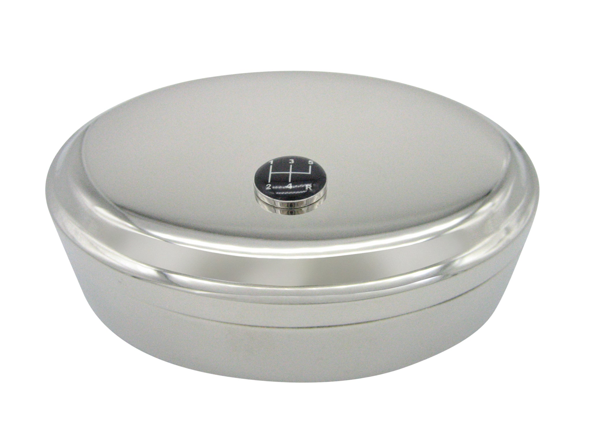 Black Gear Shift Pendant Oval Trinket Jewelry Box