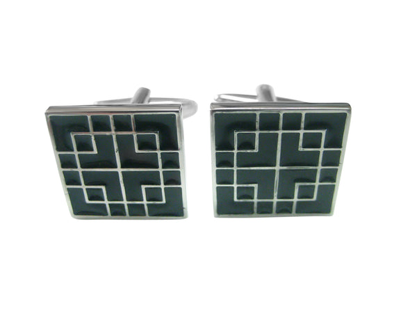 Black Geometric Shape Square Cufflinks