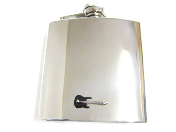 6 Oz. Stainless Steel Flask with Black Guitar Pendant