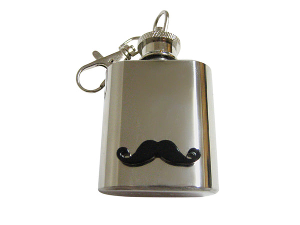 Black Hipster Mustache 1 Oz. Stainless Steel Key Chain Flask