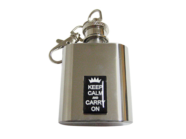 Black Keep Calm and Carry On Keychain Flask