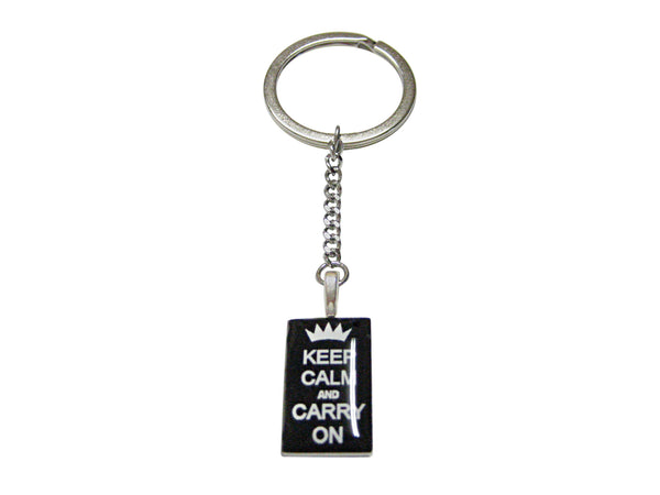 Black Keep Calm and Carry On Keychain