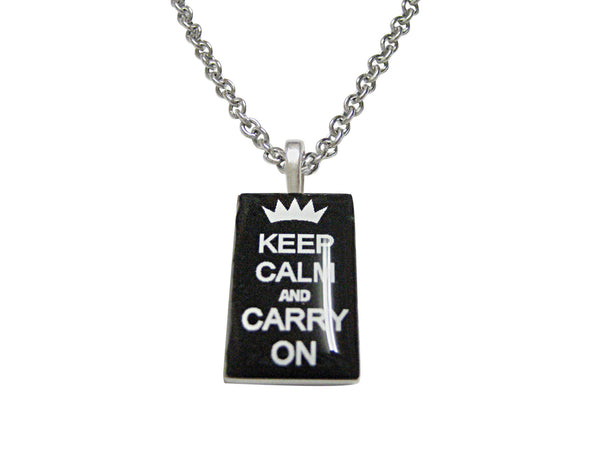Black Keep Calm and Carry On Necklace