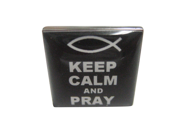 Black Keep Calm and Pray Adjustable Size Fashion Ring