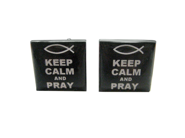 Black Keep Calm and Pray Cufflinks