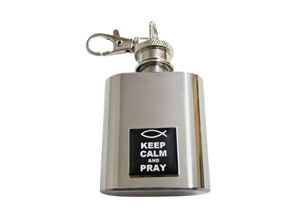 Black Keep Calm and Pray Keychain Flask