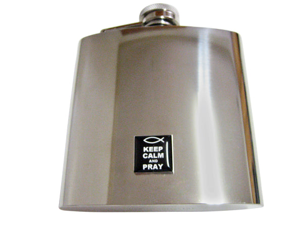 Black Keep Calm and Pray 6 Oz. Stainless Steel Flask