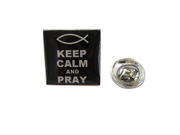 Black Keep Calm and Pray Pendant Lapel Pin