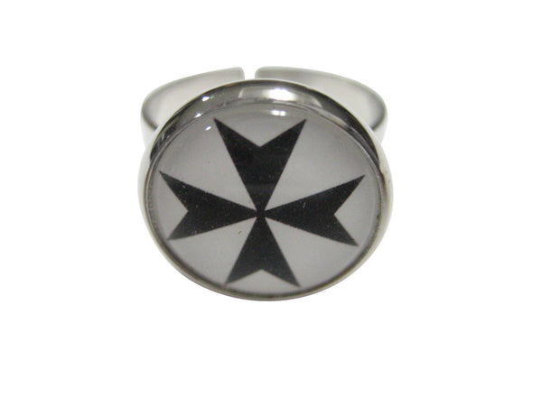 Black Maltese Cross Adjustable Size Fashion Ring