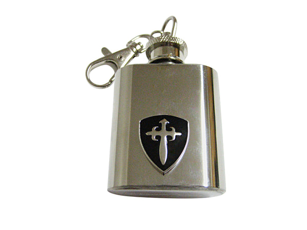 Black Medieval Shield Keychain Flask