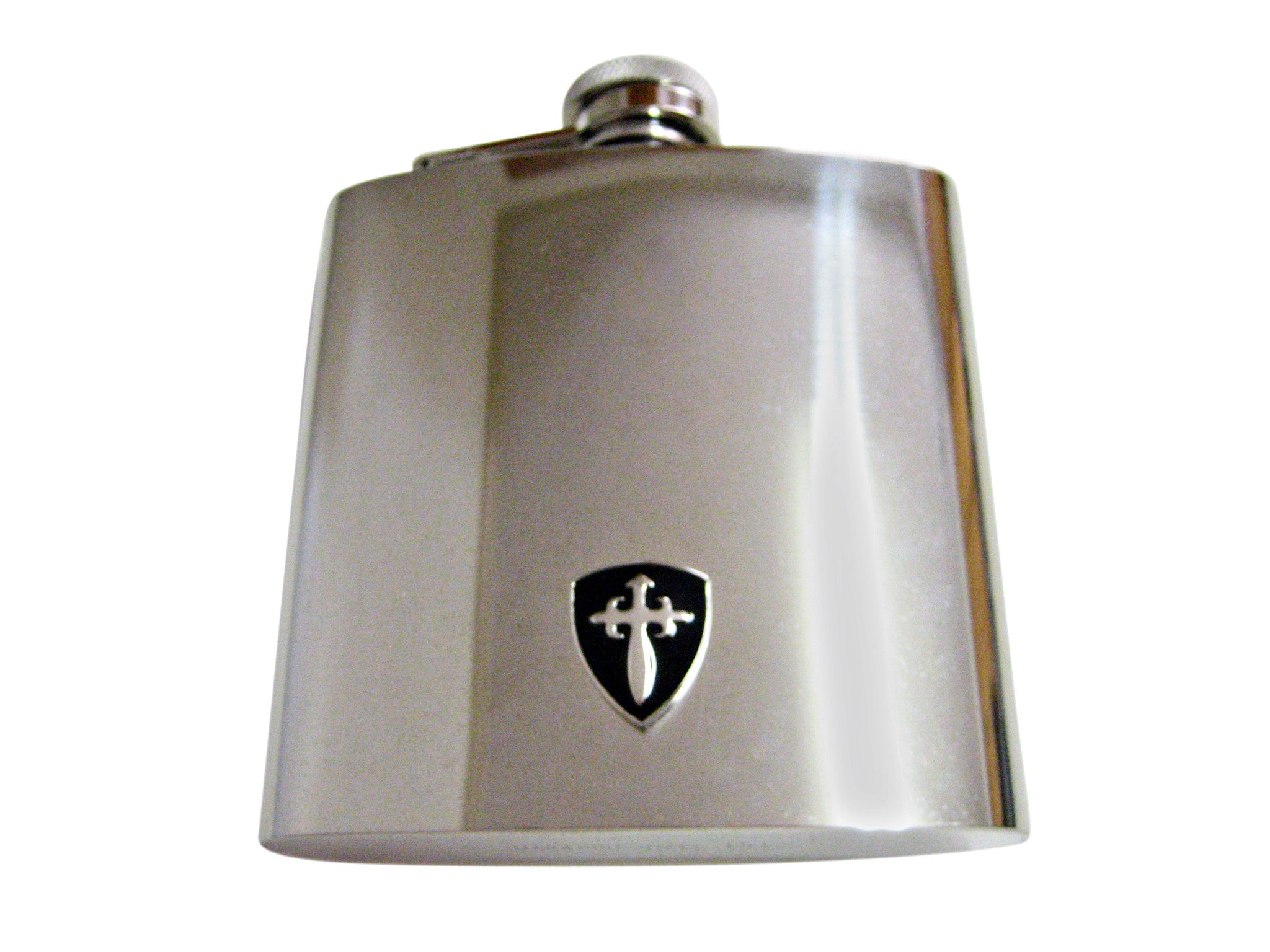Black Medieval Shield 6 Oz. Stainless Steel Flask