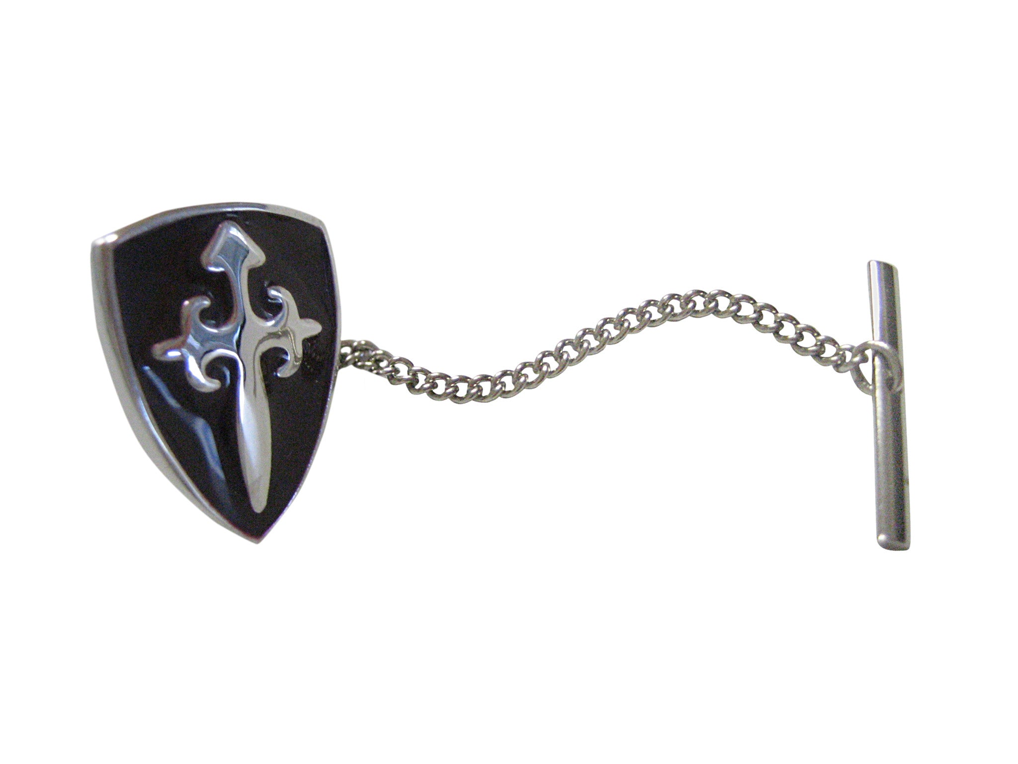 Black Medieval Shield Pendant Tie Tack