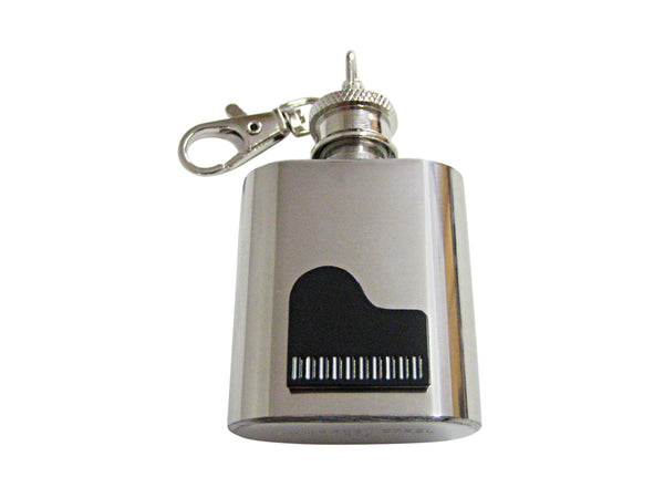 Black Musical Piano 1 Oz. Stainless Steel Key Chain Flask