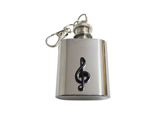 Black Musical Treble Note Keychain Flask