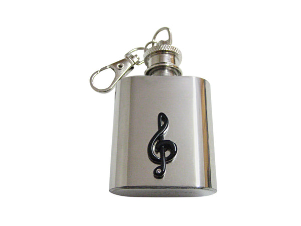 Black Musical Treble Note 1 Oz. Stainless Steel Key Chain Flask