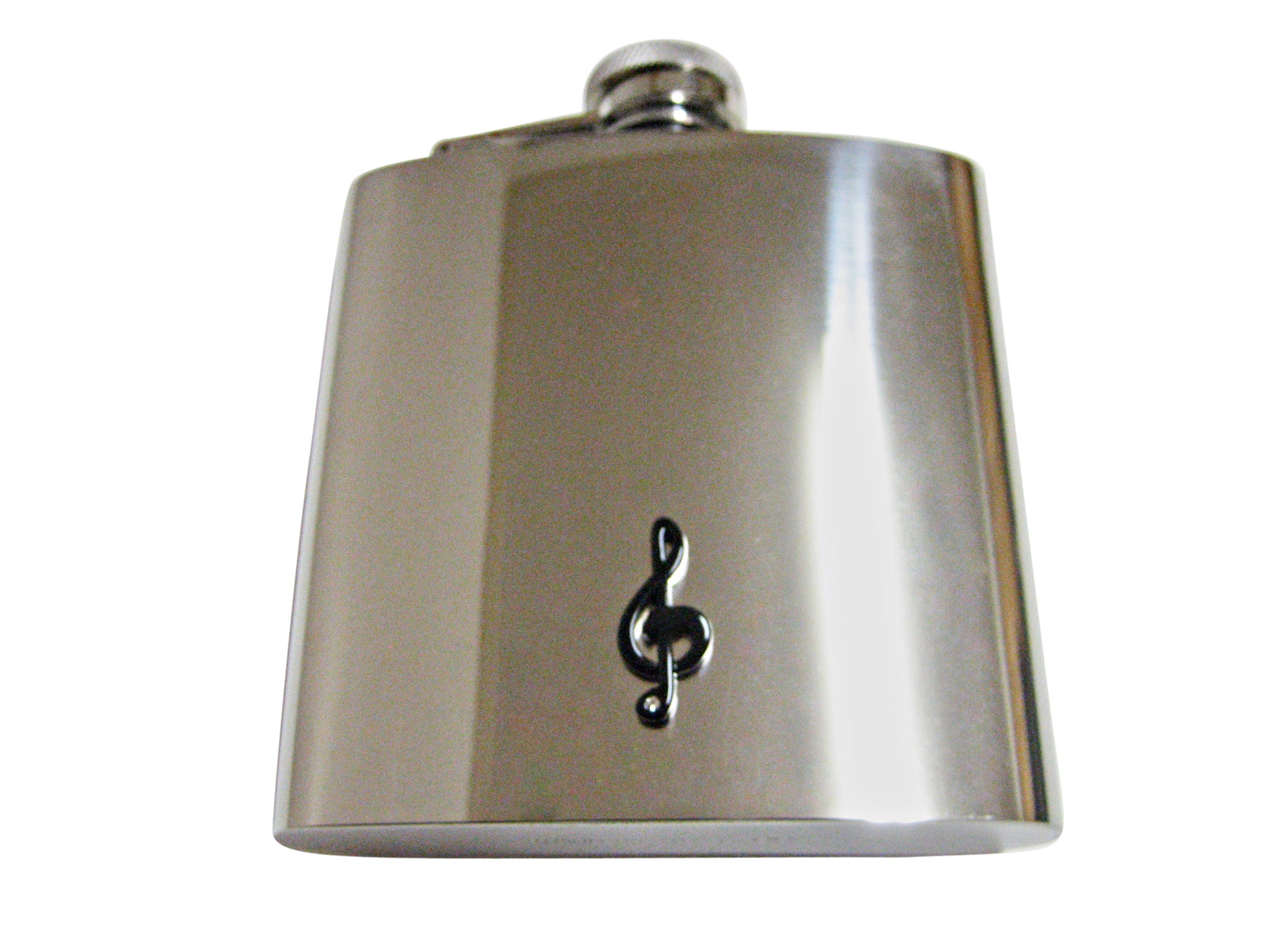 Black Musical Treble Note 6 Oz. Stainless Steel Flask