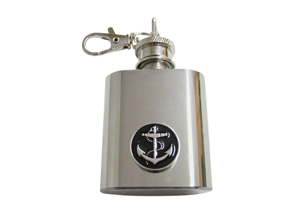 Black Nautical Anchor Keychain Flask