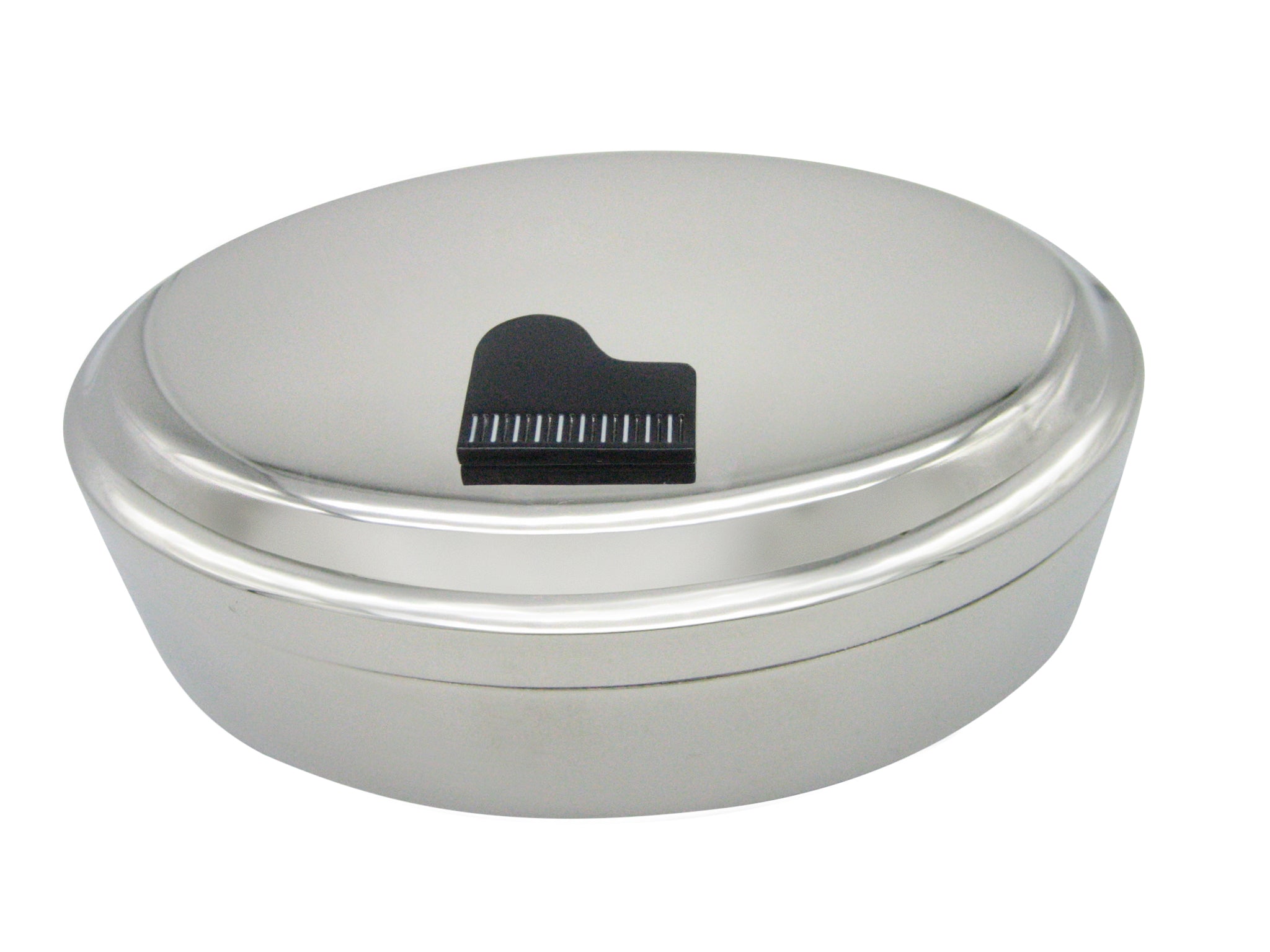 Black Piano Musical Instrument Oval Trinket Jewelry Box
