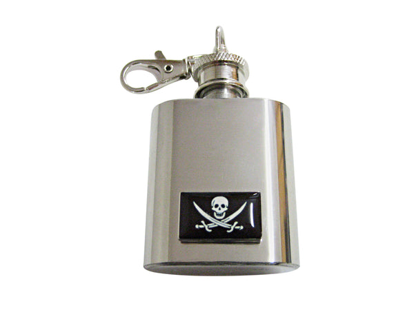 Black Pirate Skull Keychain Flask