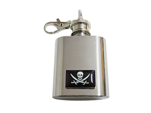 Black Pirate Skull 1 Oz. Stainless Steel Key Chain Flask