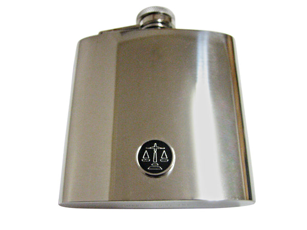 Black Scale of Justice 6 Oz. Stainless Steel Flask