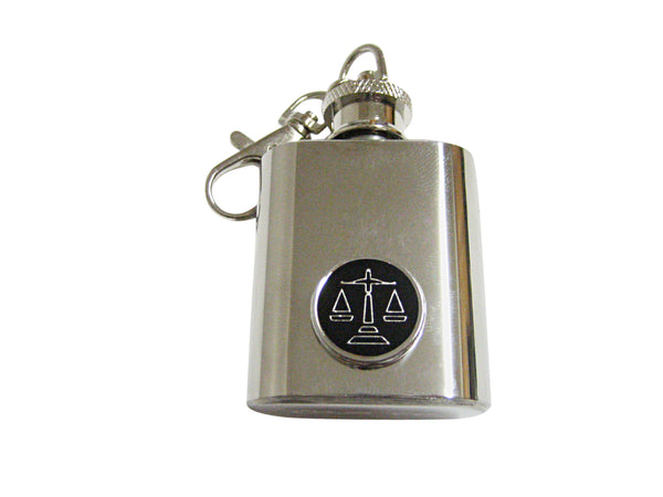 Black Scale of Justice Law 1 Oz. Stainless Steel Key Chain Flask
